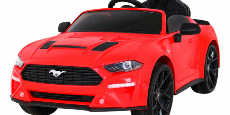 autko ford mustang gt na akumulator dla dzieci czerwony regulacja siedzenia audio led eva wolny start - zdjecie produktu 1