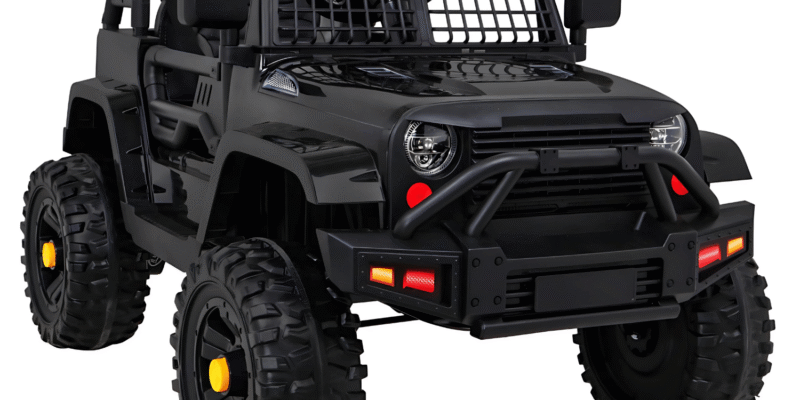 autko jeep dark night na akumulator dla dzieci czarny wolny start eva audio led