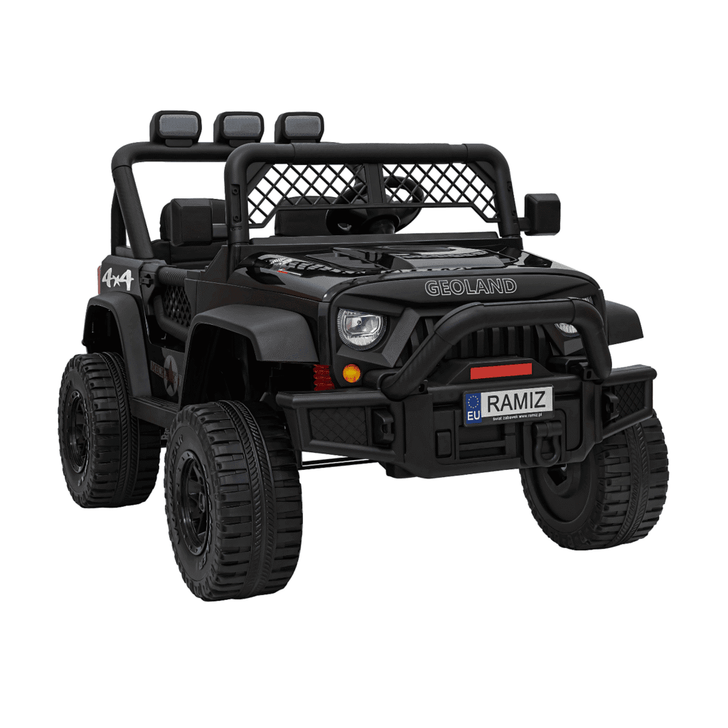 autko terenowe geoland power dla 2 dzieci czarny pilot silniki 2x200w bagaznik radio mp3 led