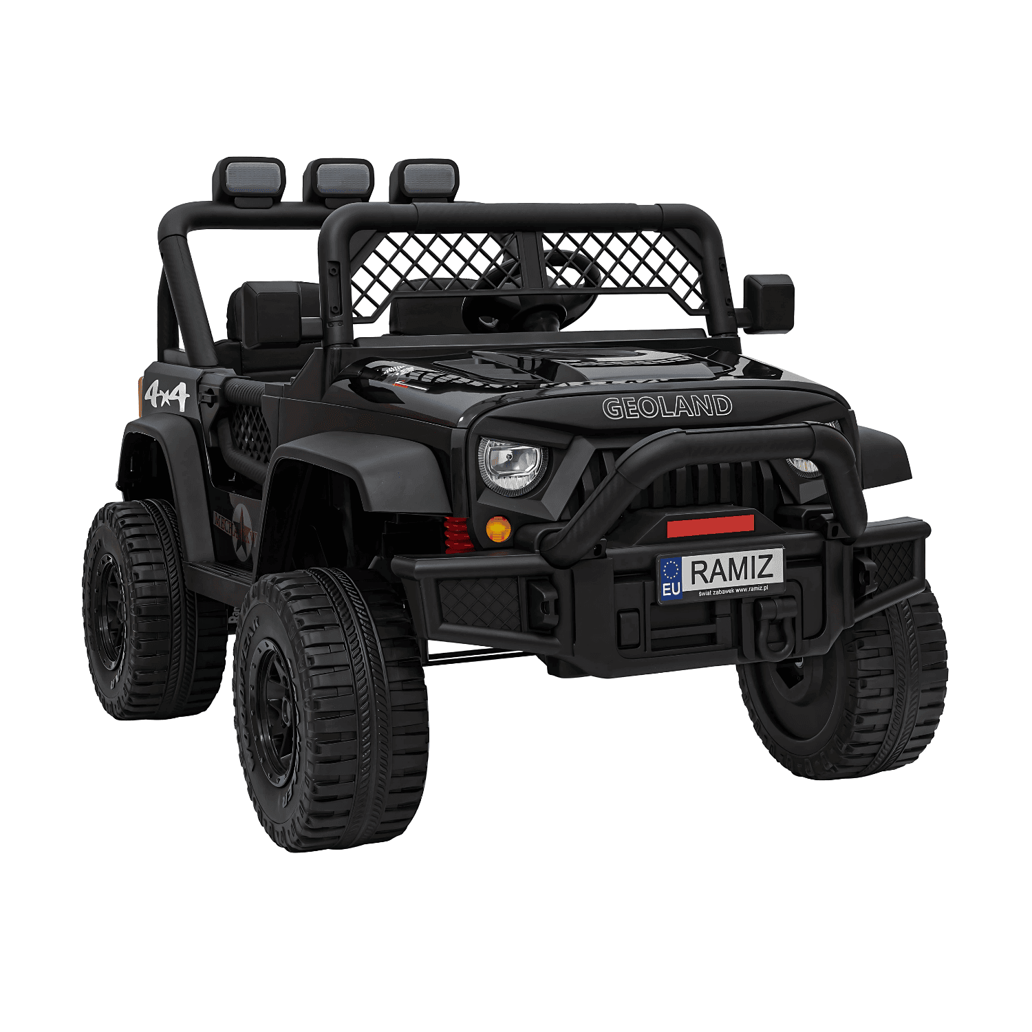autko terenowe geoland power dla 2 dzieci czarny pilot silniki 2x200w bagaznik radio mp3 led