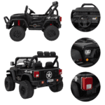 autko terenowe geoland power dla 2 dzieci czarny pilot silniki 2x200w bagaznik radio mp3 led - zdjecie produktu 4
