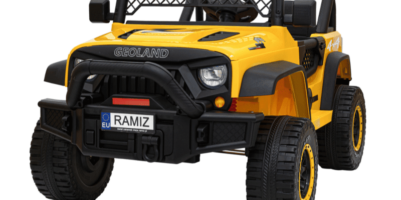 autko terenowe geoland power dla 2 dzieci zolty pilot silniki 2x200w bagaznik radio mp3 led - zdjecie produktu 1
