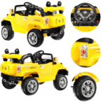 Autko terenowe JJ na akumulator dla dzieci Żółty + Pilot + Schowek + Światła + Audio - obrazek 5