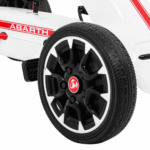Gokart ABARTH na pedały dla dzieci Biały + Koła EVA + Hamulec ręczny + Wolny bieg - obrazek 8