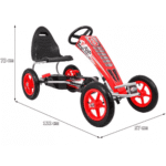 Gokart Full Ahead AIR na pedały dla dzieci 3+ Czerwony + Regulacja siedziska + Pompowane koła + Hamulec ręczny - obrazek 8