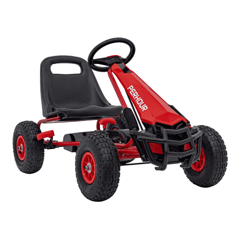 gokart na pedaly air perhour dla dzieci czerwony hamulec reczny pompowane kola regulacja siedzenia
