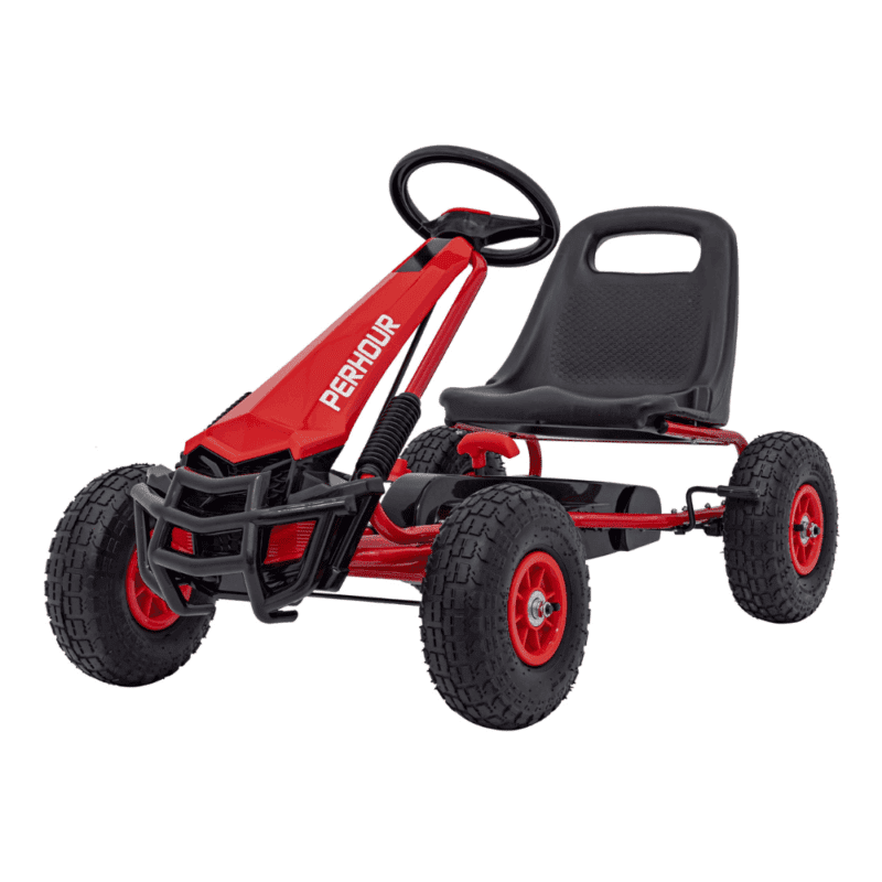 gokart na pedaly air perhour dla dzieci czerwony hamulec reczny pompowane kola regulacja siedzenia - zdjecie produktu 1