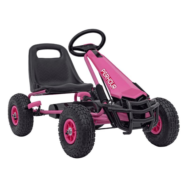 gokart na pedaly air perhour dla dzieci rozowy hamulec reczny pompowane kola regulacja siedzenia