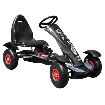 Gokart na pedały Racing XL dla dzieci 3+ Czarny + Pompowane koła + Regulacja fotela + Wolny bieg