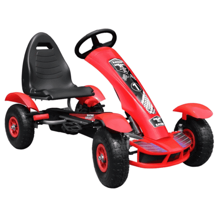 Gokart na pedały Racing XL dla dzieci 3+ Czerwony + Pompowane koła + Regulacja fotela + Wolny bieg