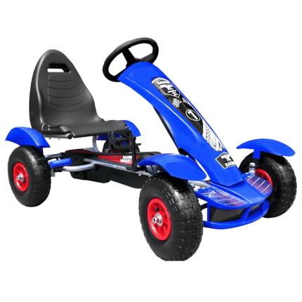 Gokart na pedały Racing XL dla dzieci 3+ Niebieski + Pompowane koła + Regulacja fotela + Wolny bieg