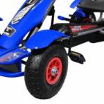 Gokart na pedały Racing XL dla dzieci 3+ Niebieski + Pompowane koła + Regulacja fotela + Wolny bieg - obrazek 5