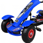 Gokart na pedały Racing XL dla dzieci 3+ Niebieski + Pompowane koła + Regulacja fotela + Wolny bieg - obrazek 8