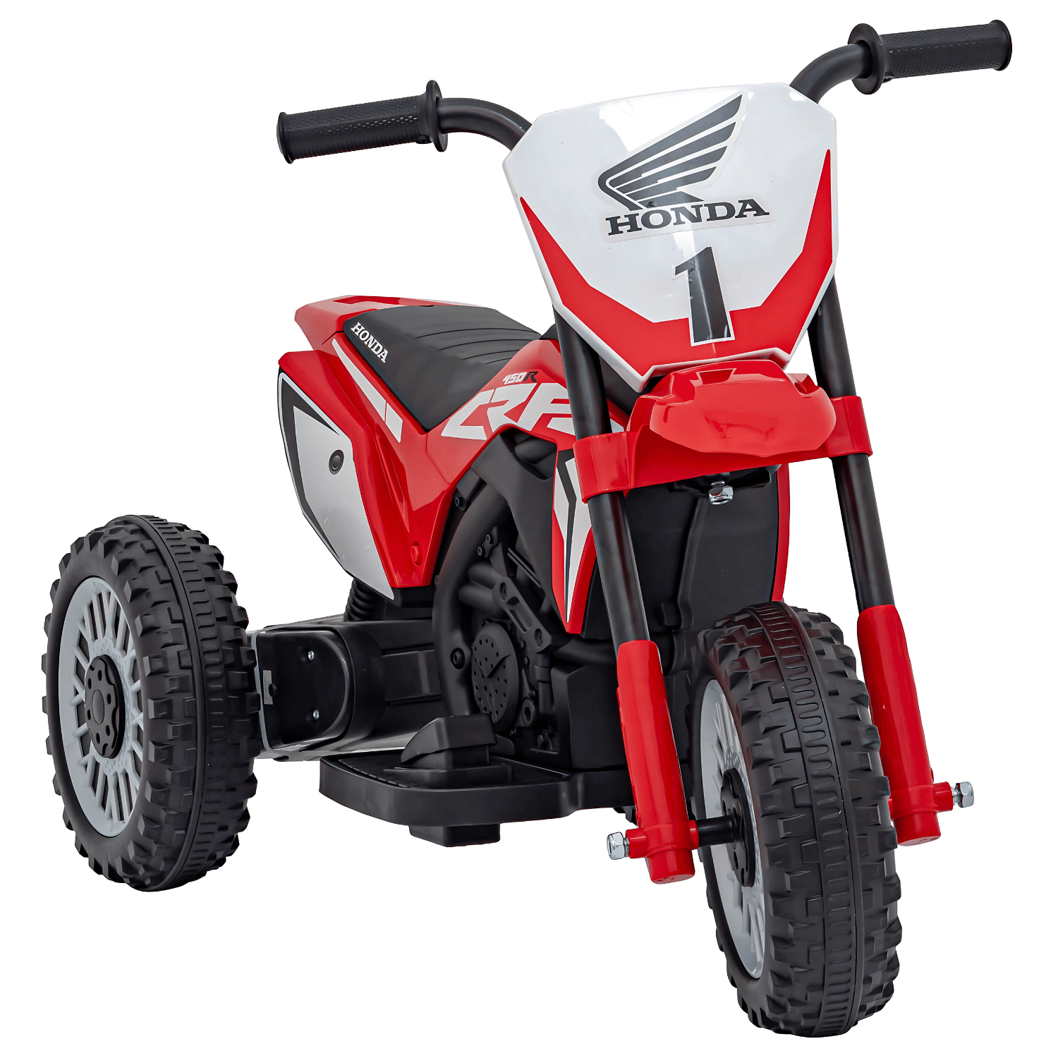 Motorek Cross Honda CRF 450R na akumulator dla dzieci Czerwony + 3 Koła + Gumowy Bieżnik + Klakson1 Motorek Cross Honda CRF 450R na akumulator dla dzieci Czerwony + 3 Koła + Gumowy Bieżnik + Klakson - obrazek 1