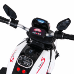 Motorek Fast Tourist na akumulator dla dzieci Biały + Audio + Światła + Ekoskóra - obrazek 11