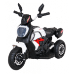 Motorek Fast Tourist na akumulator dla dzieci Biały + Audio + Światła + Ekoskóra - obrazek 2