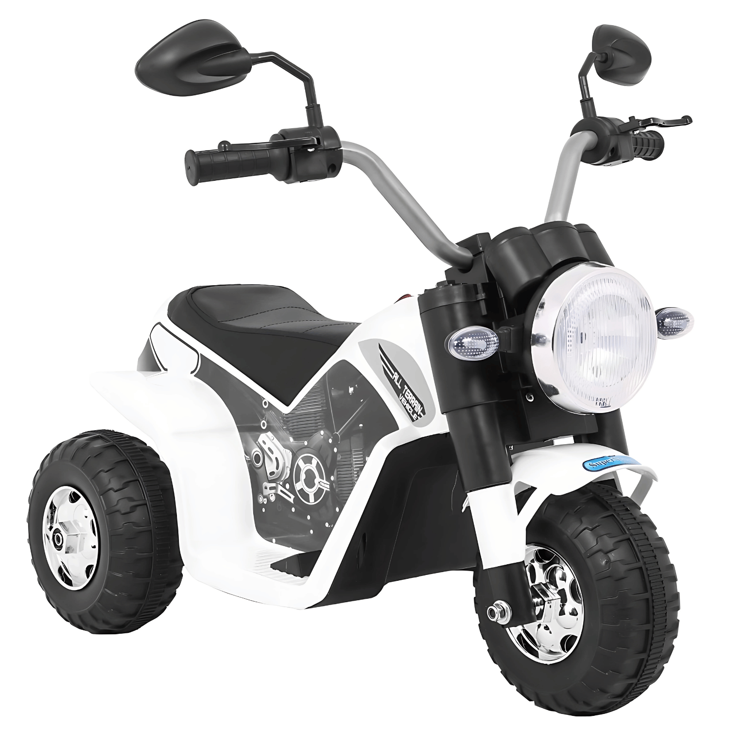 Motorek MiniBike na akumulator dla dzieci Biały + Dźwięki + Światła LED + Ekoskóra1 Motorek MiniBike na akumulator dla dzieci Biały + Dźwięki + Światła LED + Ekoskóra - obrazek 1