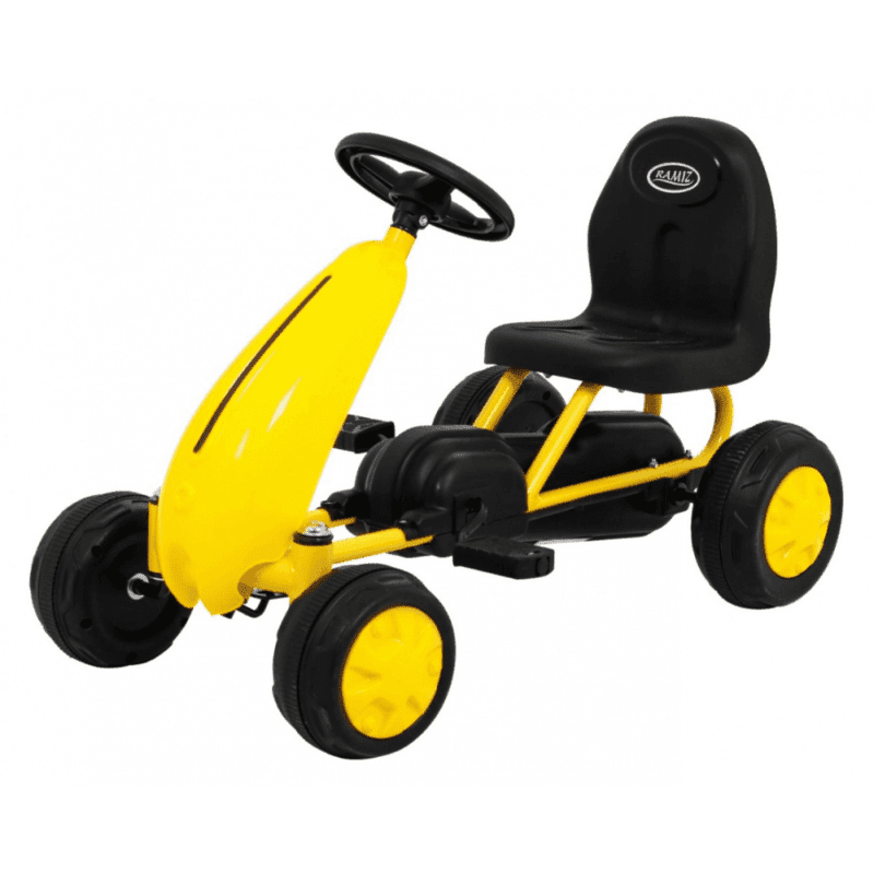 pierwszy gokart na pedaly dla najmlodszych zolty naped lancuchowy kola z guma - zdjecie produktu 1