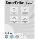 Pierwszy Rowerek biegowy PettyTrike dla dzieci Zielony 4-kołowy Jeździk SporTrike - obrazek 10