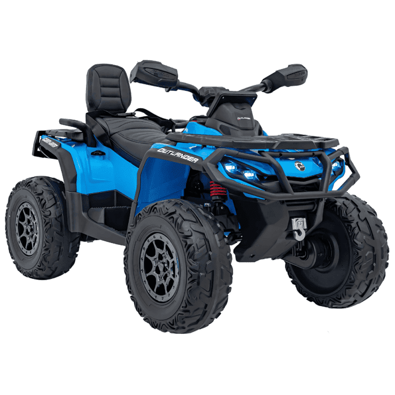 quad can am outlander atv z pilotem niebieski