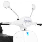 Skuter Vespa elektryczny dla dzieci Biały + Kółka pomocnicze + Audio + Ekoskóra + EVA + Wolny Start - obrazek 8