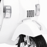 Skuter Vespa elektryczny dla dzieci Biały + Kółka pomocnicze + Audio + Ekoskóra + EVA + Wolny Start - obrazek 9