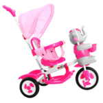 3-kołowy Rowerek dla dzieci Słonik Różowy + Dźwięki + Daszek + Barierka + Podnóżek + Rączka + Schowek - obrazek 5