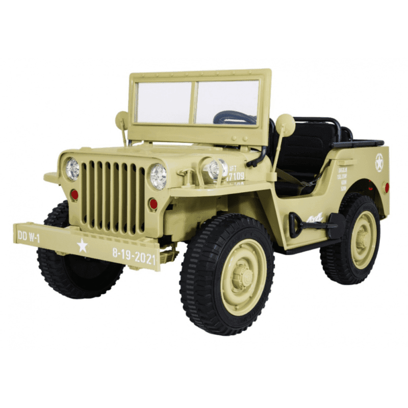 autko wojskowe retro strong dla 3 dzieci matcha naped 4x4 schowki eva wolny start mp3 led - zdjecie produktu 1