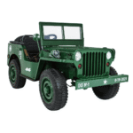 Autko Wojskowe Retro dla 3 dzieci Zielony + Napęd 4x4 + Schowki + EVA + Wolny Start + MP3 LED