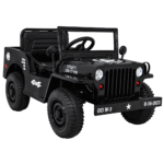 Autko Wojskowe Retro dla dzieci Czarny + Napęd 4x4 + Pilot + 2 Bagażniki + Wolny Start + MP3 LED