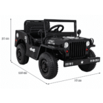 Autko Wojskowe Retro dla dzieci Czarny + Napęd 4x4 + Pilot + 2 Bagażniki + Wolny Start + MP3 LED - obrazek 12