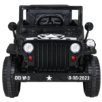Autko Wojskowe Retro dla dzieci Czarny + Napęd 4x4 + Pilot + 2 Bagażniki + Wolny Start + MP3 LED - obrazek 5
