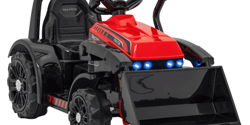 traktor spychacz g320 dla najmlodszych dzieci czerwony ruchoma lyzka melodie klakson swiatla led