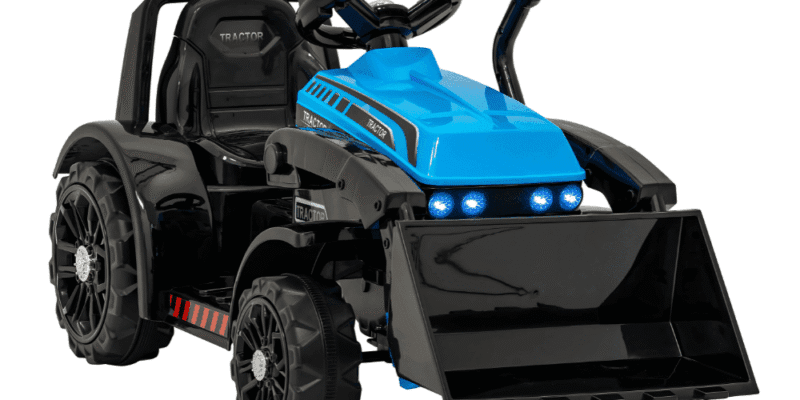 traktor spychacz g320 dla najmlodszych dzieci niebieski ruchoma lyzka melodie klakson swiatla led